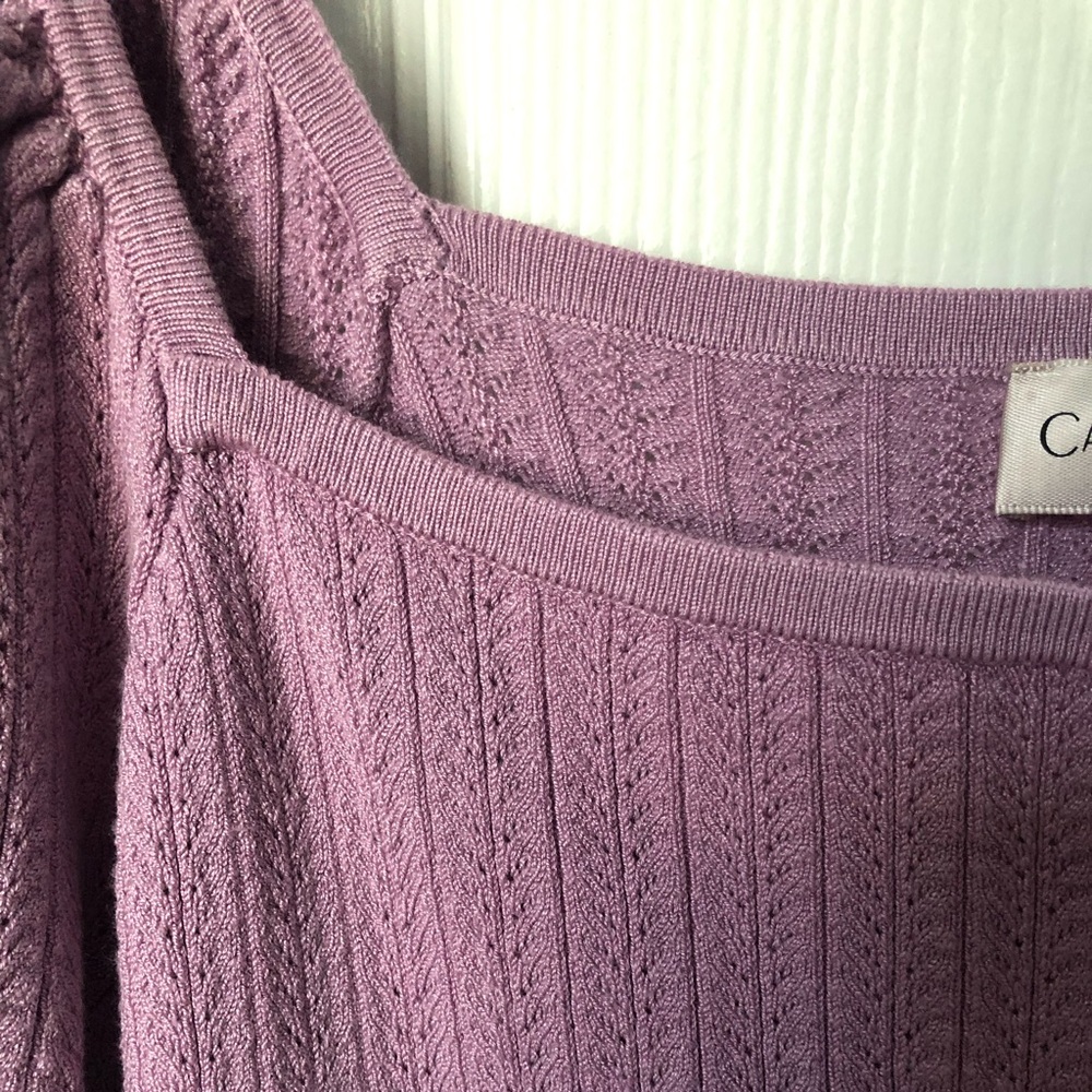 Catherine Malandrino Square Neck Pointelle Purple Blouse Size Medium - Picture 4 of 8